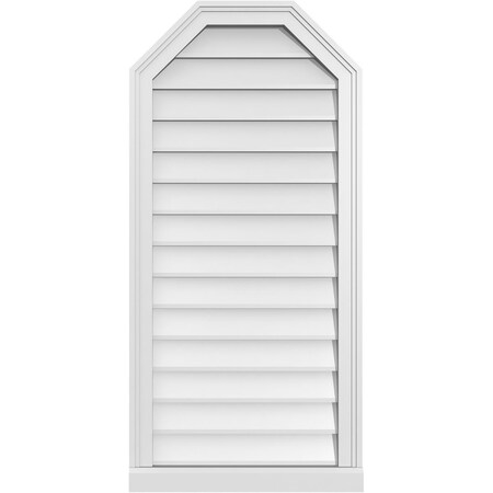 Ekena Millwork Octagonal Top Surface Mount PVC Gable Vent w/ 2"W x 2"P Brickmould Sill Frame, 20"W x 42"H GVPOT20X4203SN